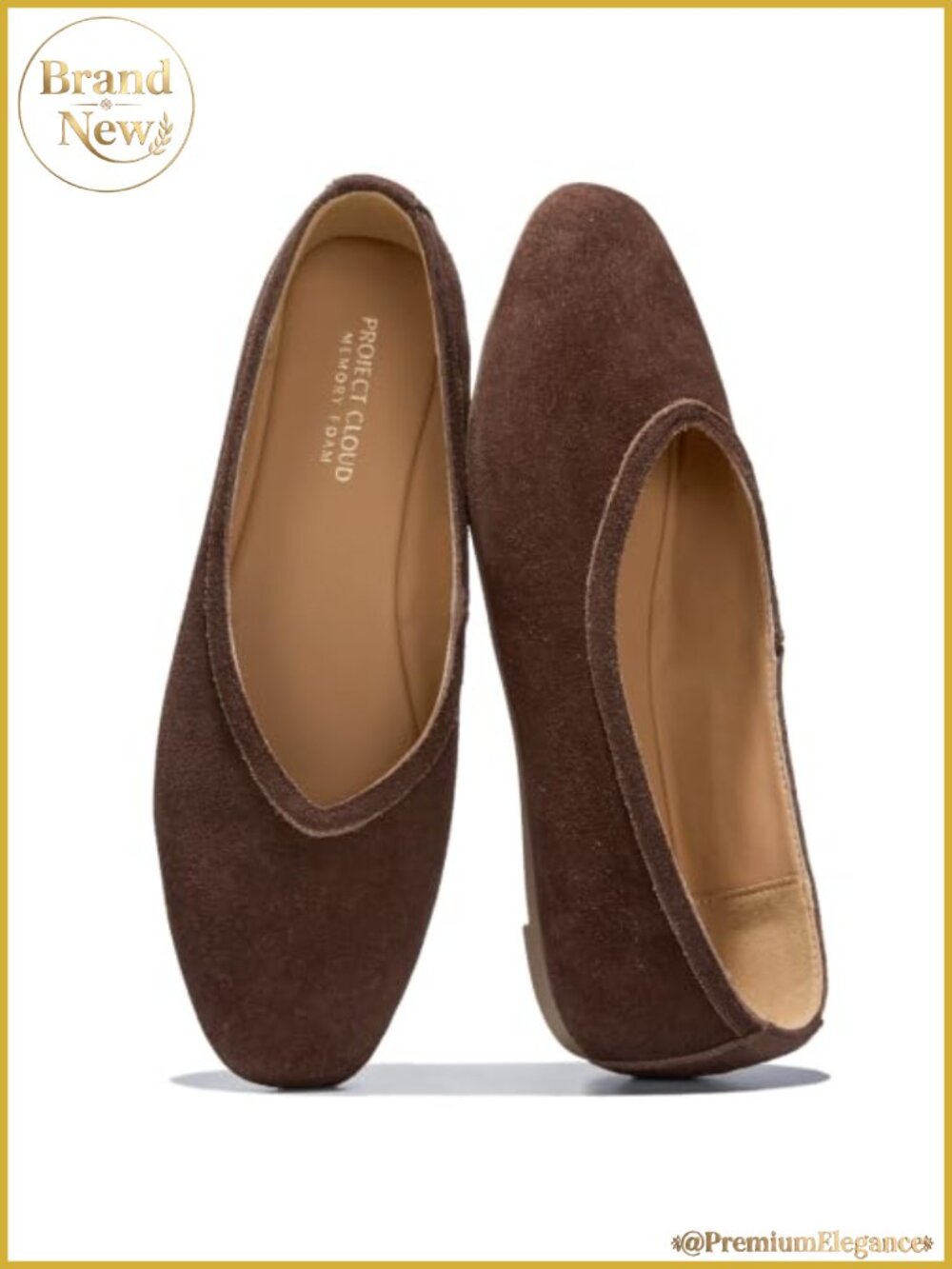 Genuine Leather Ballet Flats for Women - Memory Foam Non-Slip